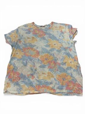 Free People Boho Lightweight Floral Crewneck Tee in Pastel Blue and Yellow